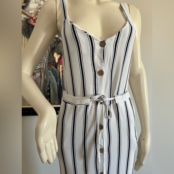 Striped Button-Down Midi Dress - Picture 2 of 12